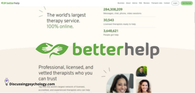 Screenshot of BetterHelp online therapy's homepage.