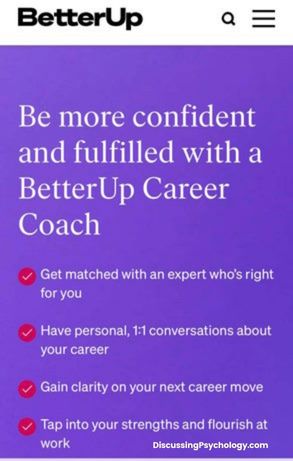 Screenshot of BetterUp Direct coaching homepage.