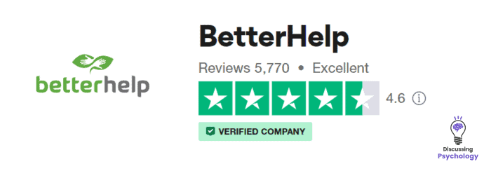 Screenshot of Trustpilot BetterHelp review of 4.6 out of 5.