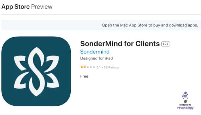 Screenshot of SonderMind for Clients Apple AppStore ratings averaging 2.1 stars out of 5.