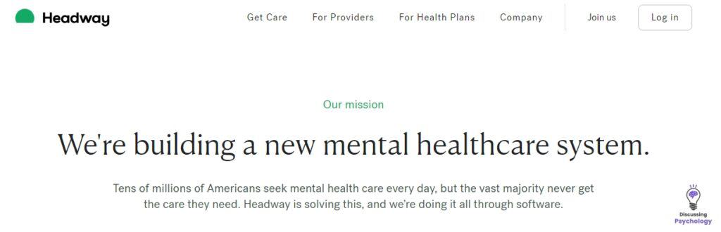 Screenshot of Headway therapy About Us page.