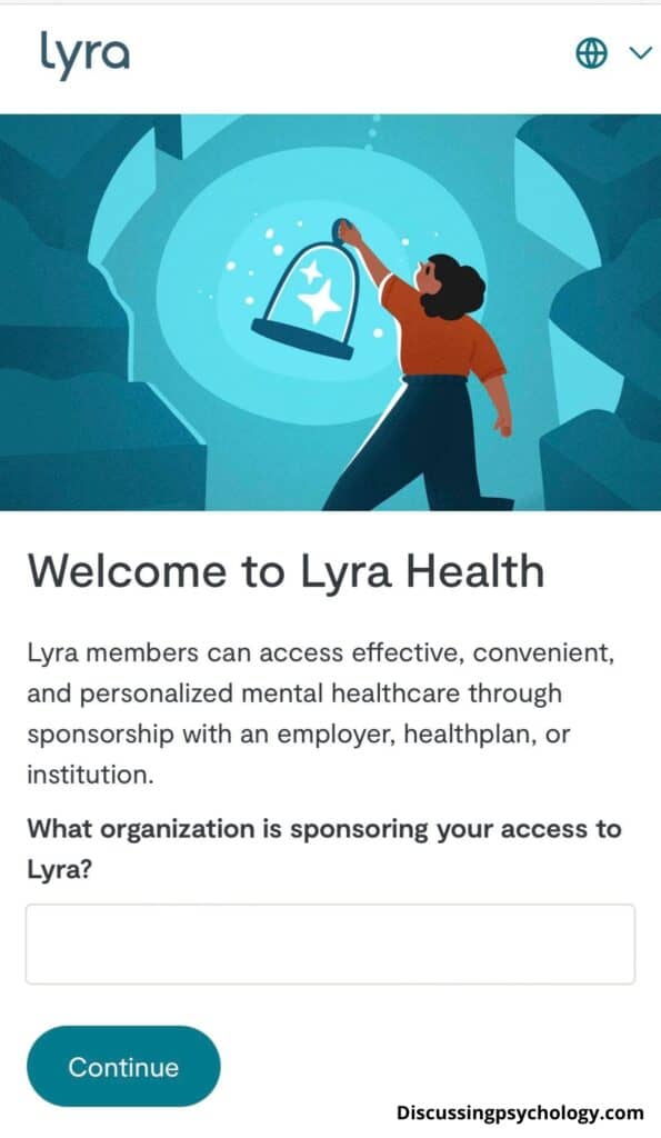 Screenshot of Lyra Health in-app access page.
