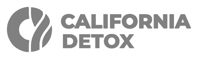 Gray circle with text saying "CALIFORNIA DETOX" which is a logo.
